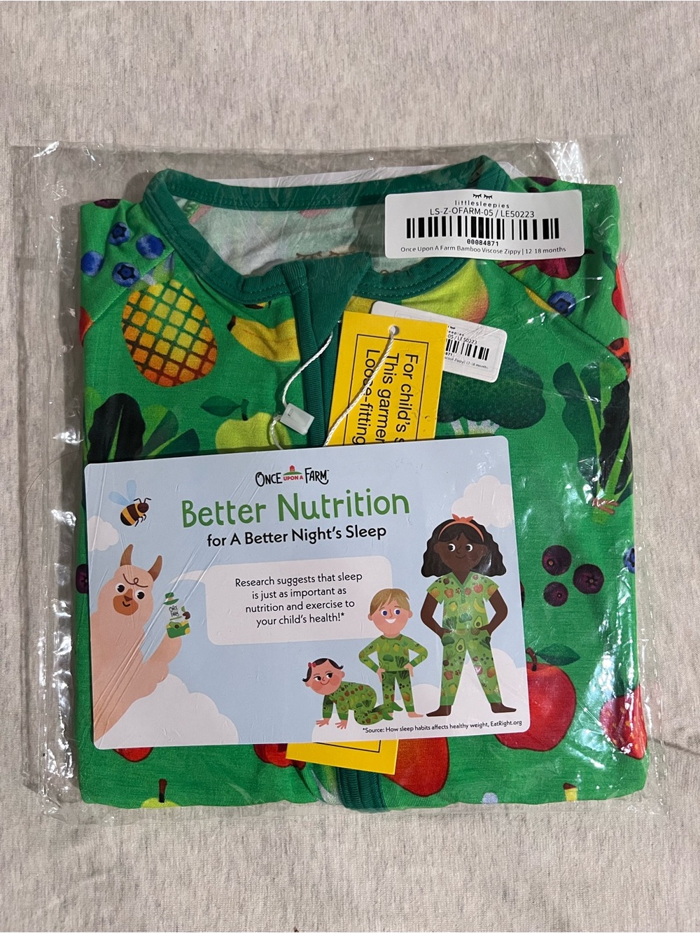 Little Sleepies Green Fruit-Print Kids Pajama Set
